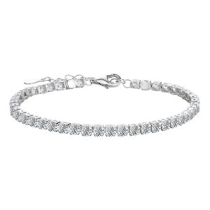 Classic Tennis Bracelet – Round Cut Crystal Line Bracelet with Adjustable Chain