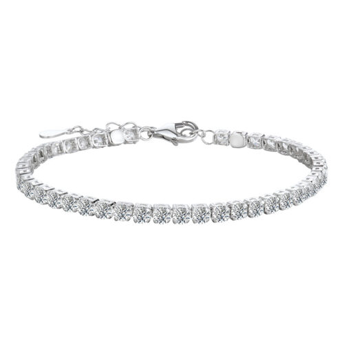 Classic Tennis Bracelet – Round Cut Crystal Line Bracelet with Adjustable Chain